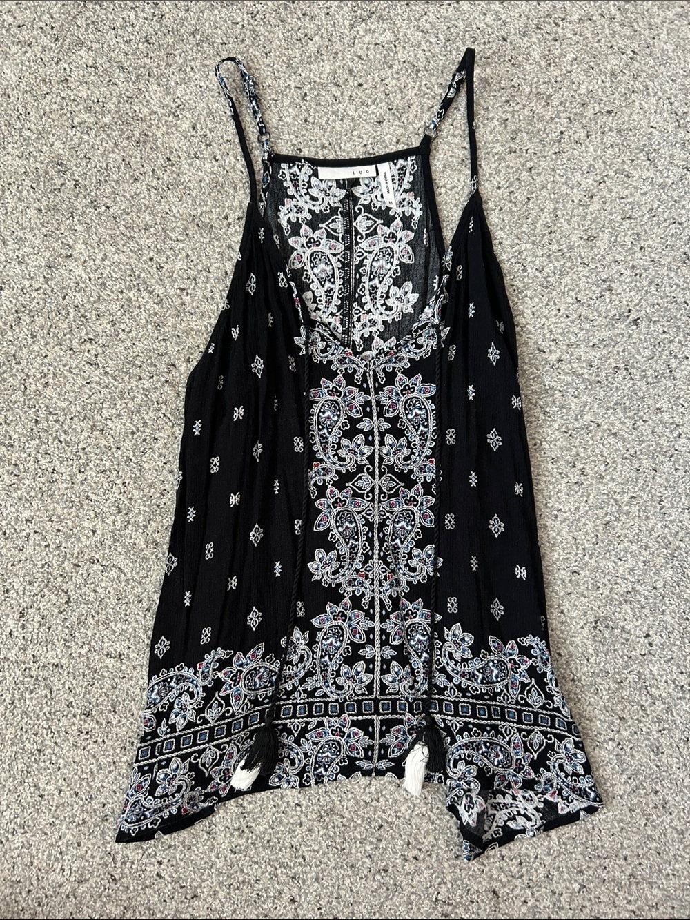 Lightweight Black Paisley-Print Spaghetti-Strap Camisole